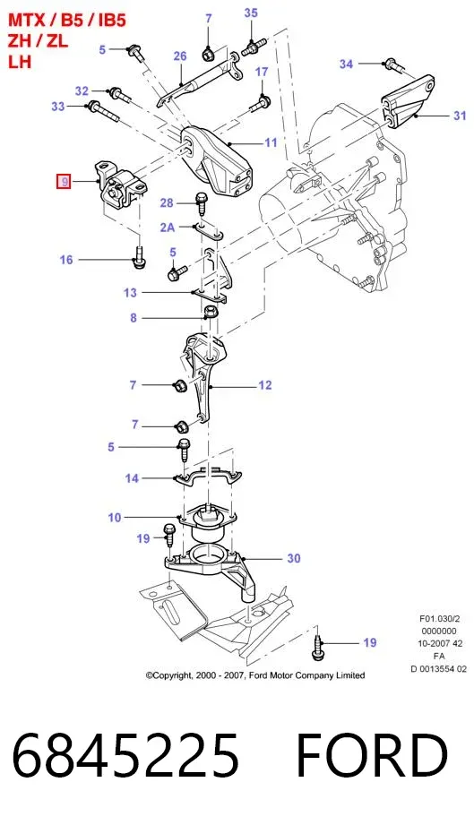 Poduszka (podpora) silnika lewa 6845225 Ford