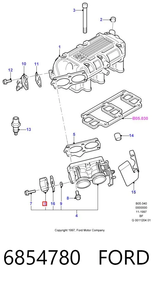 Czujnik położenia przepustnicy (potencjometr) 6854780 Ford