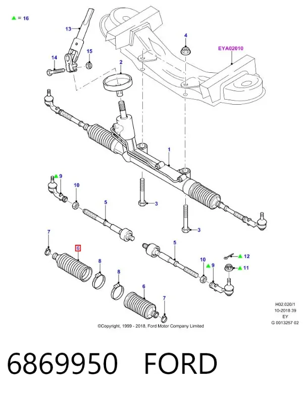 Osłona mechanizmu kierowniczego (maglownicy) 6869950 Ford