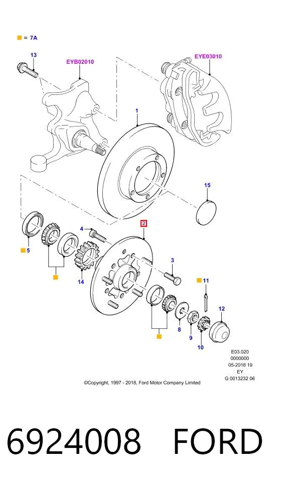 Piasta przednia 6924008 Ford