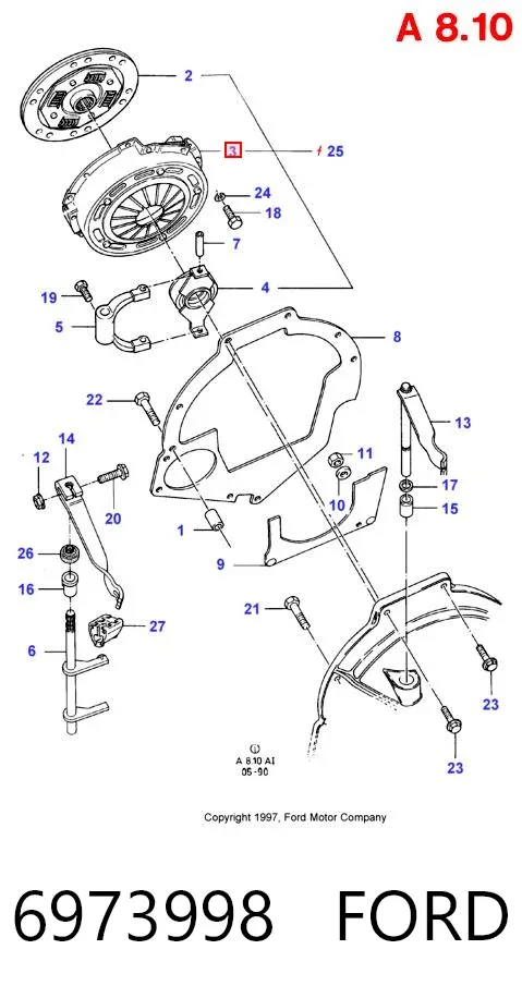 Docisk sprzęgła 6973998 Ford