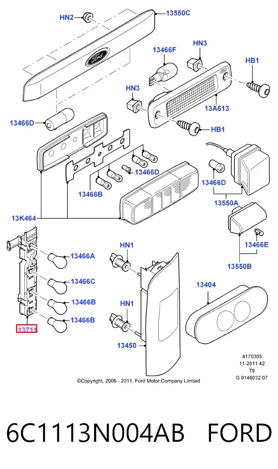 Gniazdo lampy zespolonej tylnej 6C1113N004AB Ford