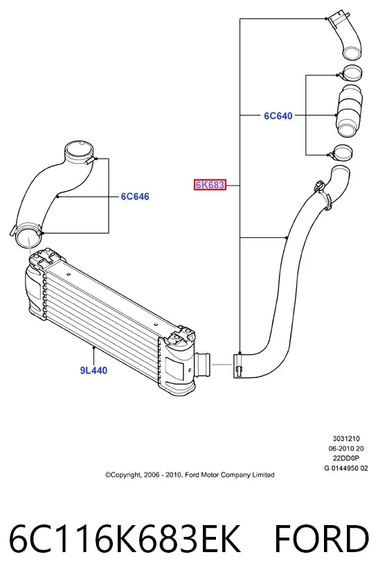 Przewód (króciec) intercoolera 6C116K683EK Ford