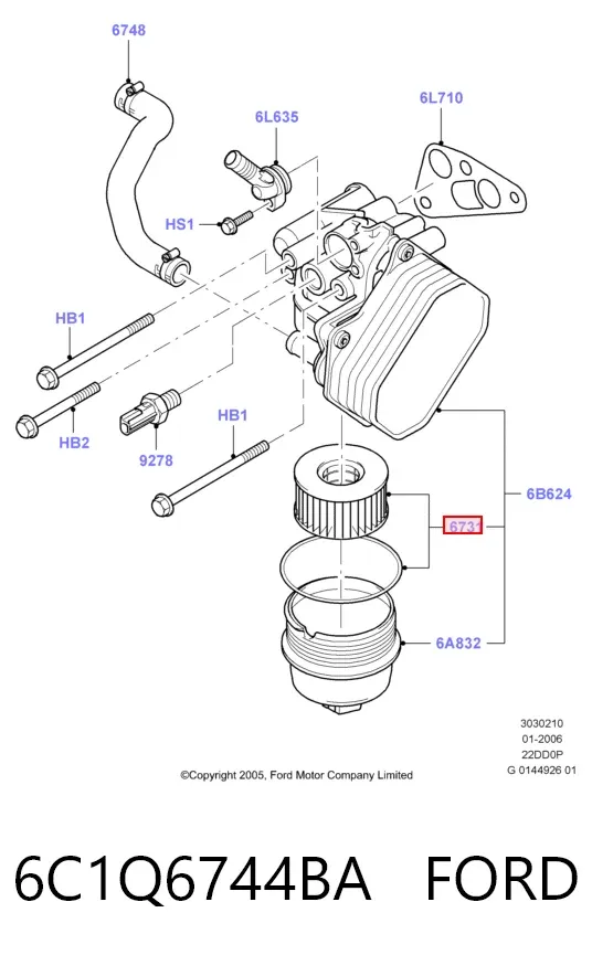 Filtr oleju 6C1Q6744BA Ford