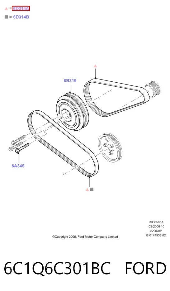 Pas napędowy mechanizmów 6C1Q6C301BC Ford