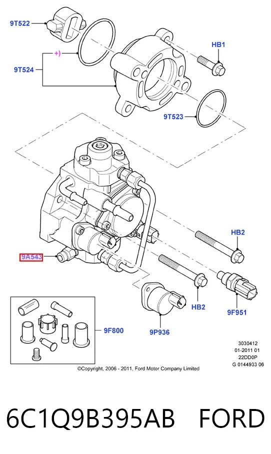 Pompa wtryskowa wysokiego ciśnienia 6C1Q9B395AB Ford