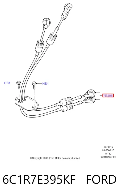 Linka dźwigni zmiany biegów podwójna 6C1R7E395KF Ford