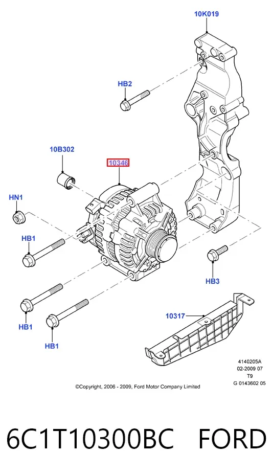 Alternator 6C1T10300BC Ford