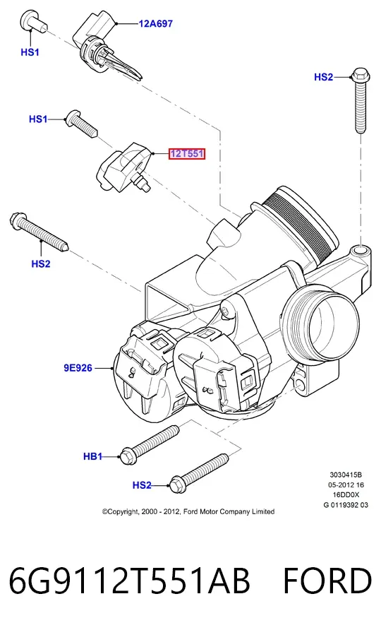 Czujnik ciśnienia w kolektorze ssącym, MAP 6G9112T551AB Ford