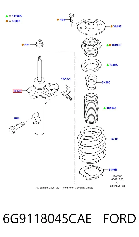Amortyzator przedni prawy 6G9118045CAE Ford