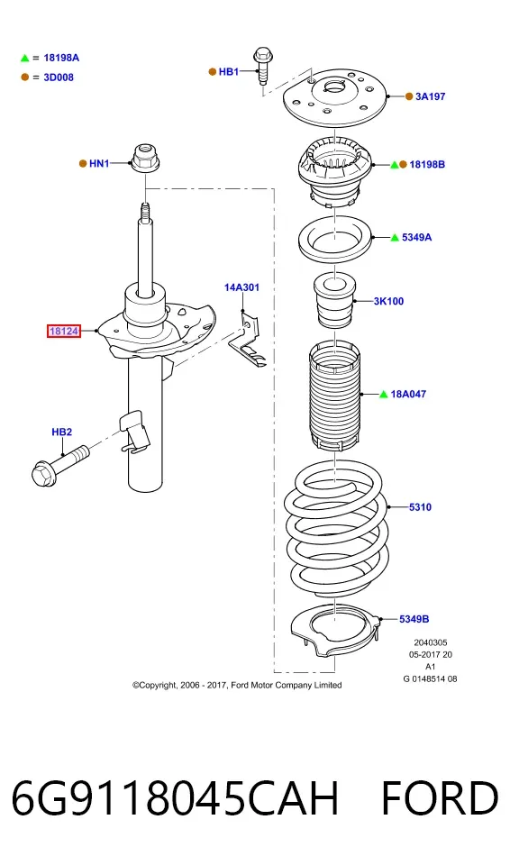 Amortyzator przedni prawy 6G9118045CAH Ford