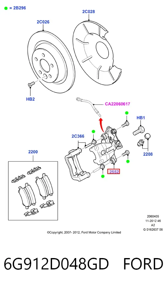 Zacisk hamulcowy tylny prawy 6G912D048GD Ford
