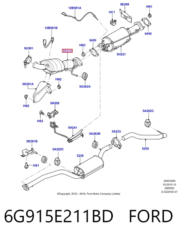 Konwerter-katalizator 6G915E211BD Ford