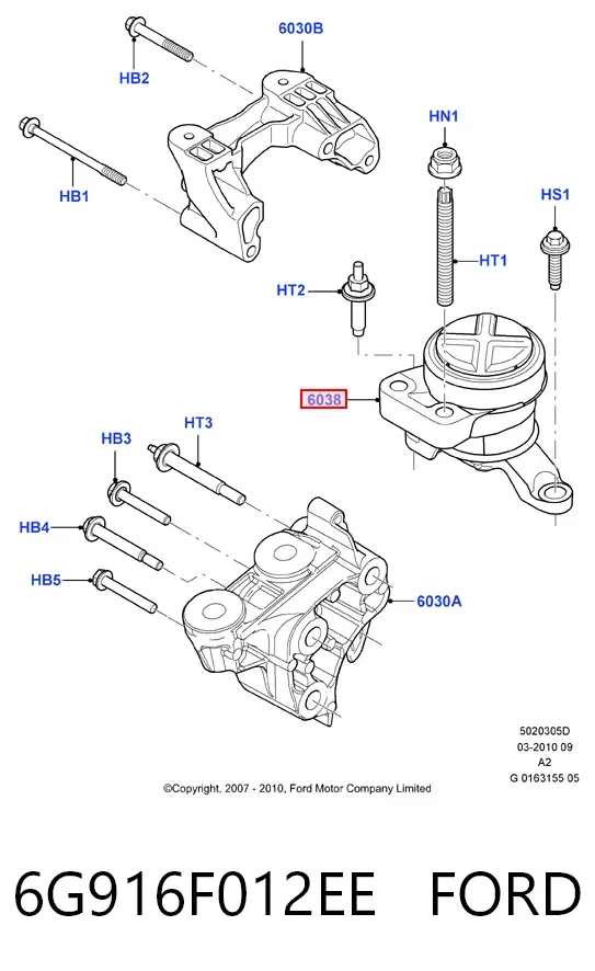Poduszka (podpora) silnika prawa 6G916F012EE Ford