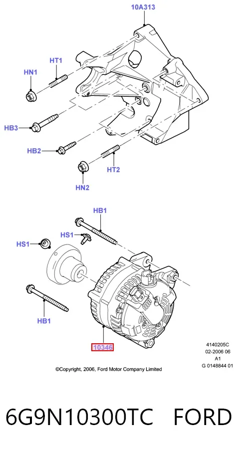 Alternator 6G9N10300TC Ford