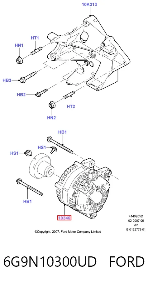 Alternator 6G9N10300UD Ford