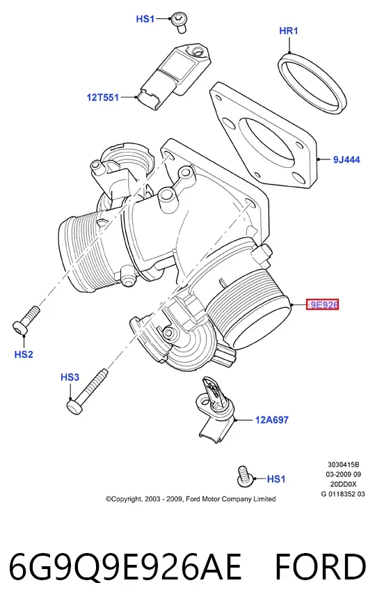 Przepustnica, komplet 6G9Q9E926AE Ford