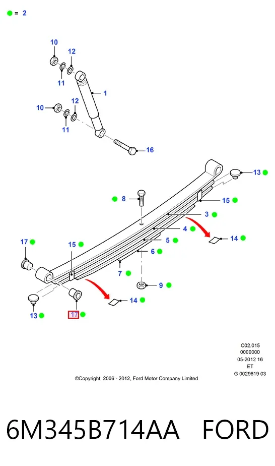 Silentblock przedni resoru tylnego 6M345B714AA Ford