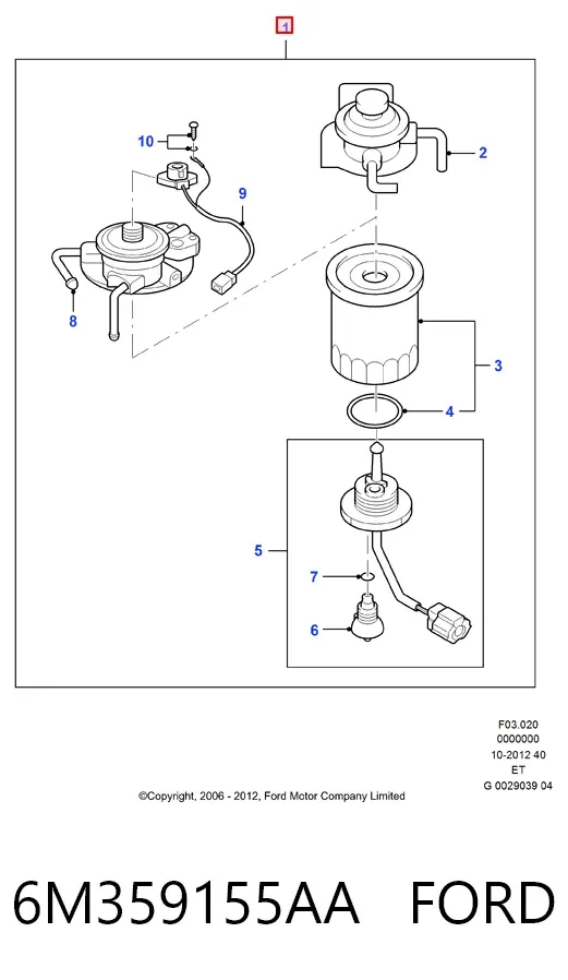 Obudowa filtra paliwa 6M359155AA Ford