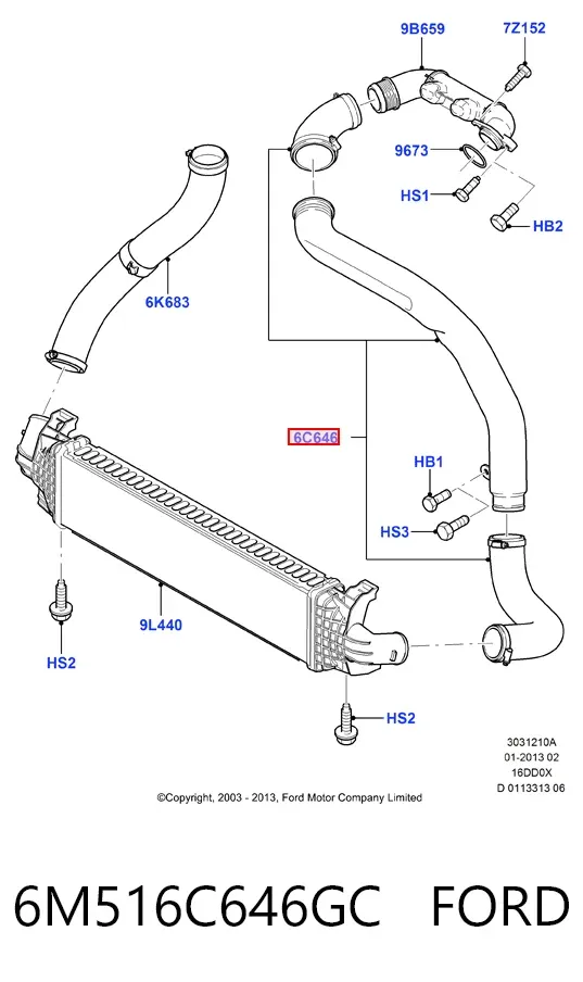 Przewód (króciec) intercoolera 6M516C646GC Ford