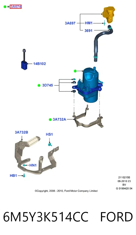 Pompa wspomagania hydraulicznego kierownicy 6M5Y3K514CC Ford