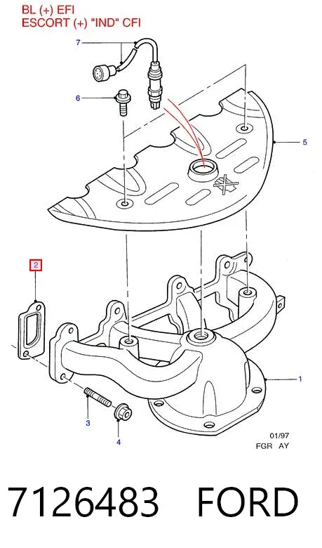 Uszczelka kolektora wydechowego 7126483 Ford