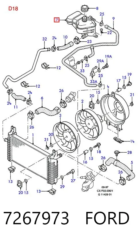 Zbiorniczek wyrównawczy układu chłodzenia 7267973 Ford