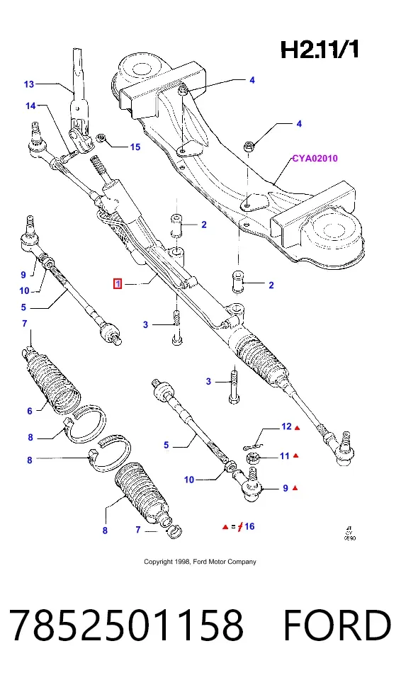 Listwa kierownicza (maglownica) 7852501158 Ford