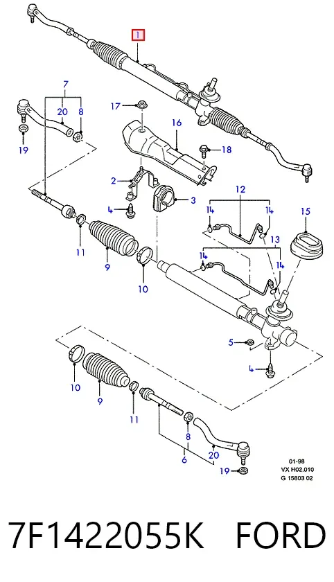 Listwa kierownicza (maglownica) 7F1422055K Ford