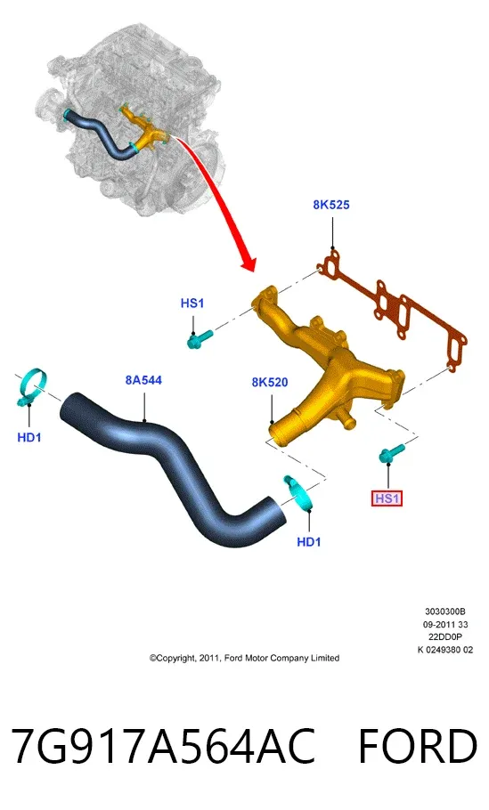 Cylinder roboczy sprzęgła (wysprzęglik) w komplecie z łożyskiem wyciskowym 7G917A564AC Ford