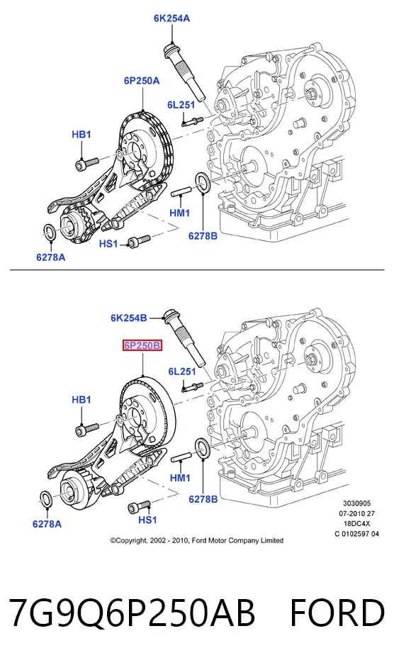 Pasek rozrządu, zestaw 7G9Q6P250AB Ford