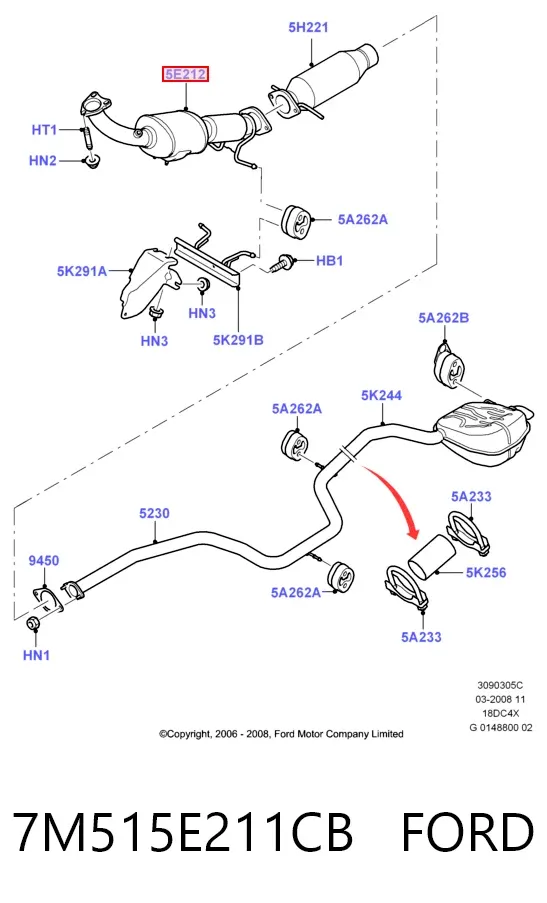 Konwerter-katalizator 7M515E211CB Ford