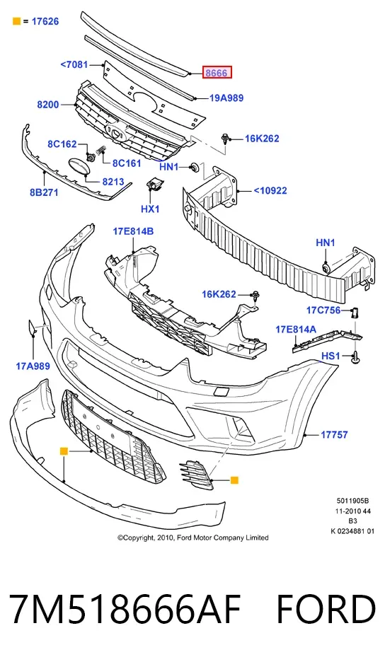 Listwa ochronna maski 7M518666AF Ford