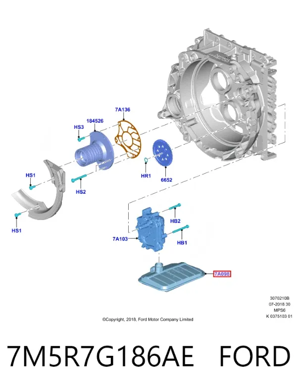 Filtr automatycznej skrzyni biegów 7M5R7G186AE Ford