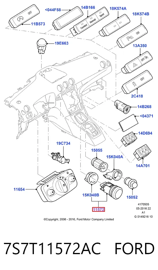 Kostka stacyjki zapłonowej 7S7T11572AC Ford