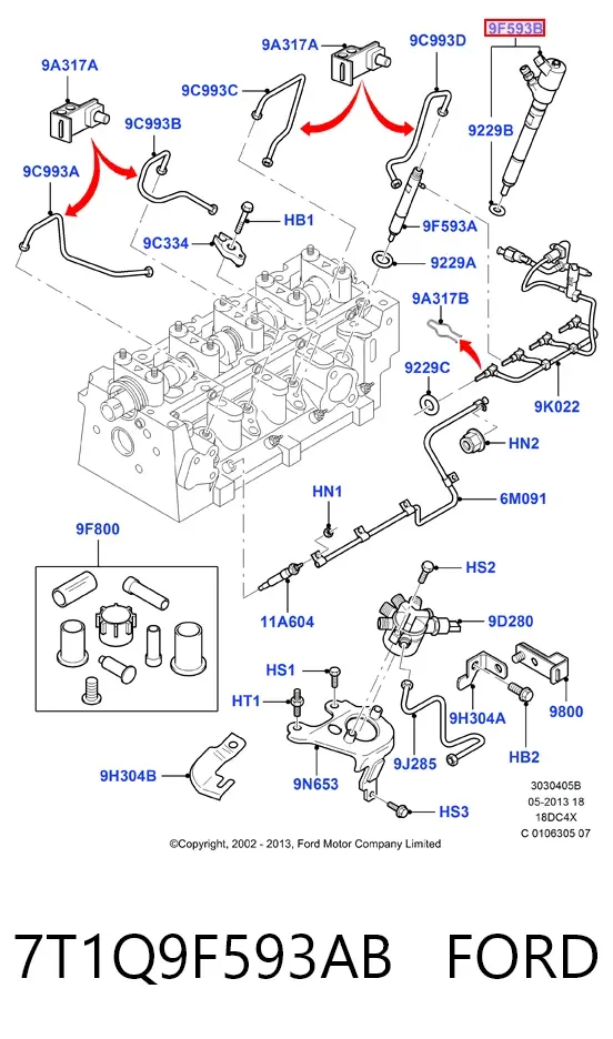 Wtryskiwacz paliwa 7T1Q9F593AB Ford