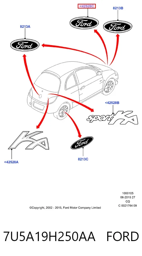 Emblemat na klapę bagaznika (znaczek firmowy) 7U5A19H250AA Ford