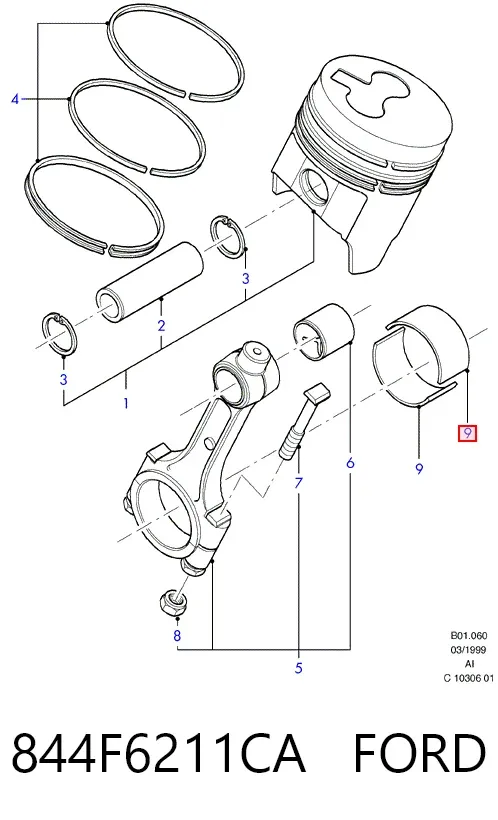Panewki korbowodowe wału korbowego, zestaw, 2. naprawa (+0,50) Ford Transit IV