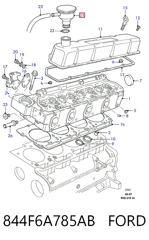Korek wlewu oleju 844F6A785AB Ford