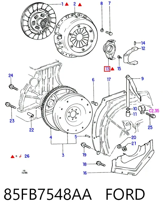 Łożysko wyciskowe sprzęgła 85FB7548AA Ford