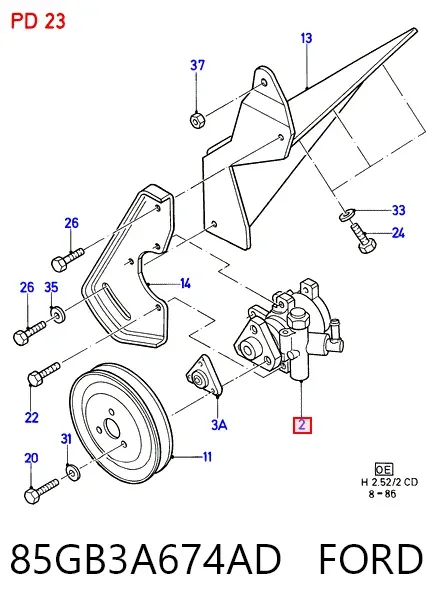 Pompa wspomagania hydraulicznego kierownicy 85GB3A674AD Ford