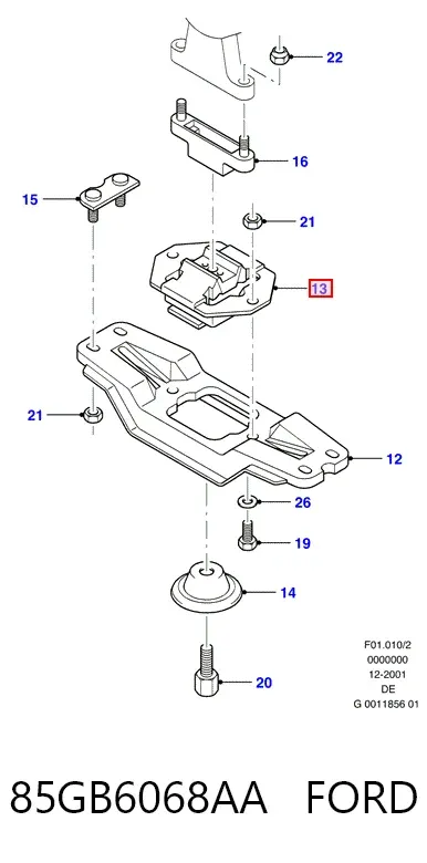 Poduszka (podpora) silnika tylna 85GB6068AA Ford