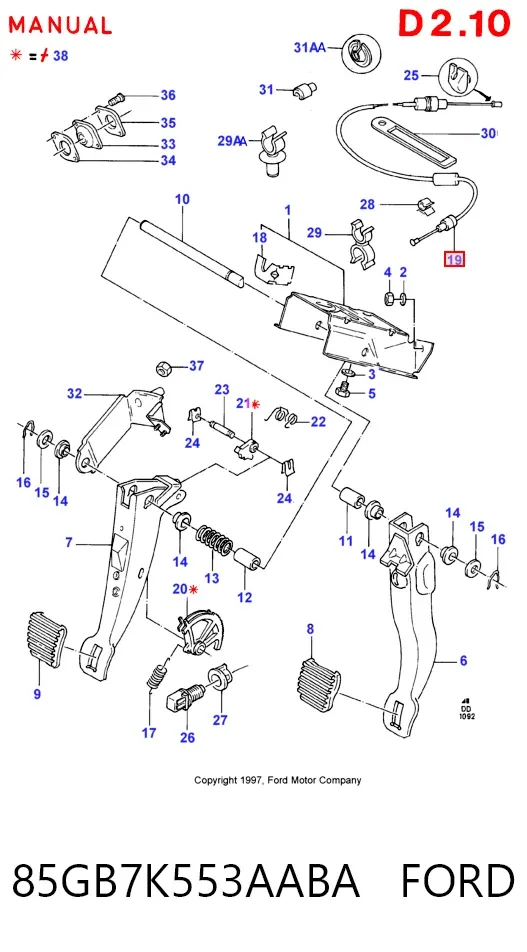 Linka sprzęgła 85GB7K553AABA Ford