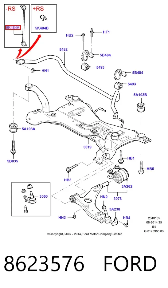 Łącznik stabilizatora przedniego 8623576 Ford