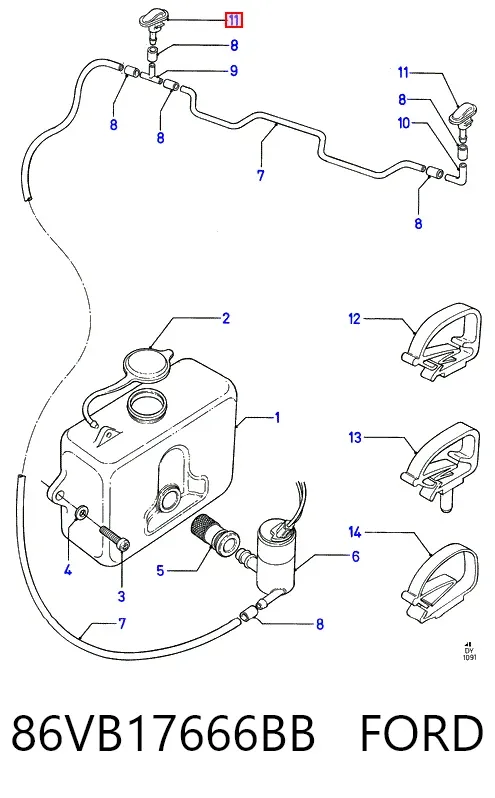 Dysza spryskiwacza szyby przedniej 86VB17666BB Ford
