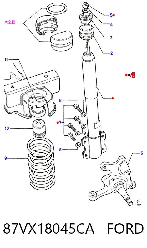 Amortyzator przedni 87VX18045CA Ford
