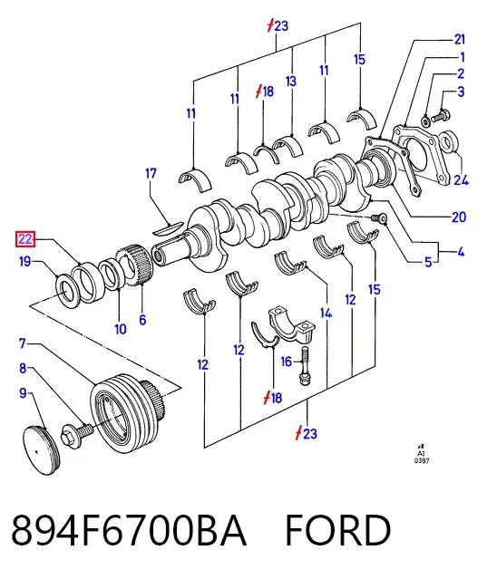 Uszczelniacz wału korbowego przedni 894F6700BA Ford