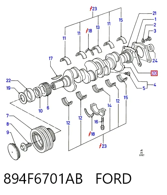 Uszczelniacz wału korbowego silnika tylny 894F6701AB Ford