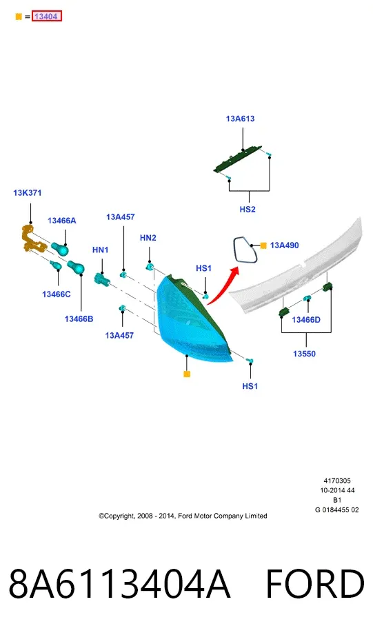 Lampa zespolona tylna prawa 8A6113404A Ford