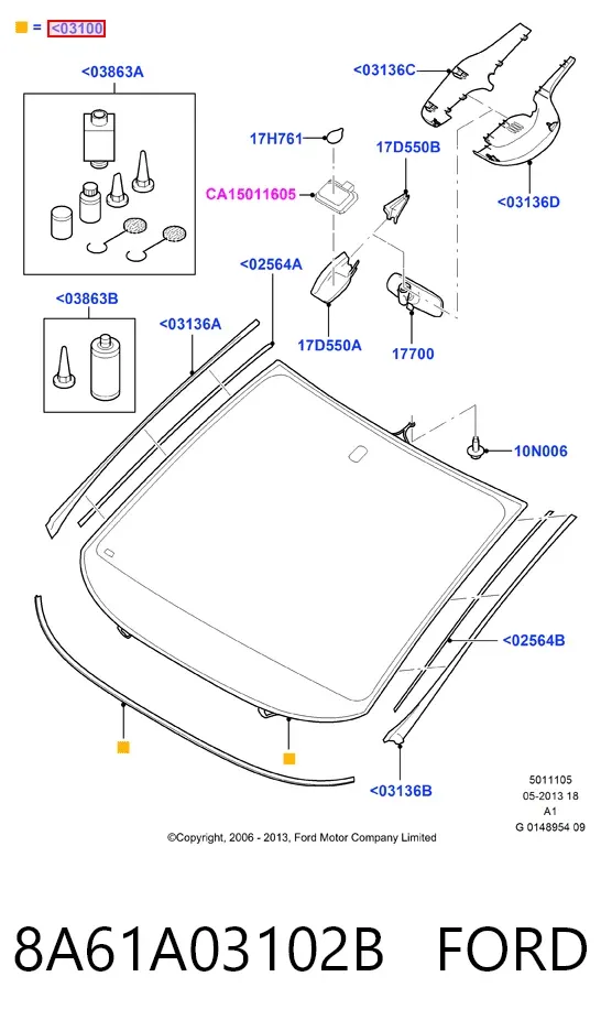 Szyba przednia 8A61A03102B Ford
